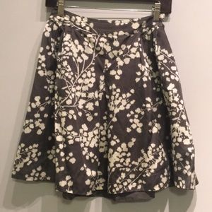 Anthropologie grey flower print silk skirt